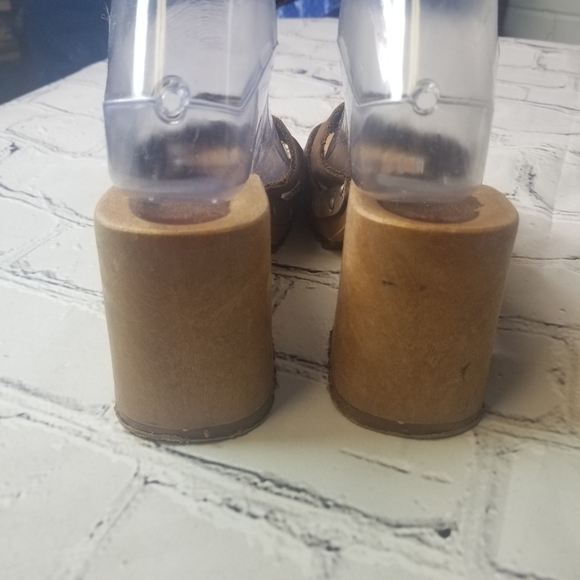 Vtg 80s brown suede slides sandals - Picture 8 of 12